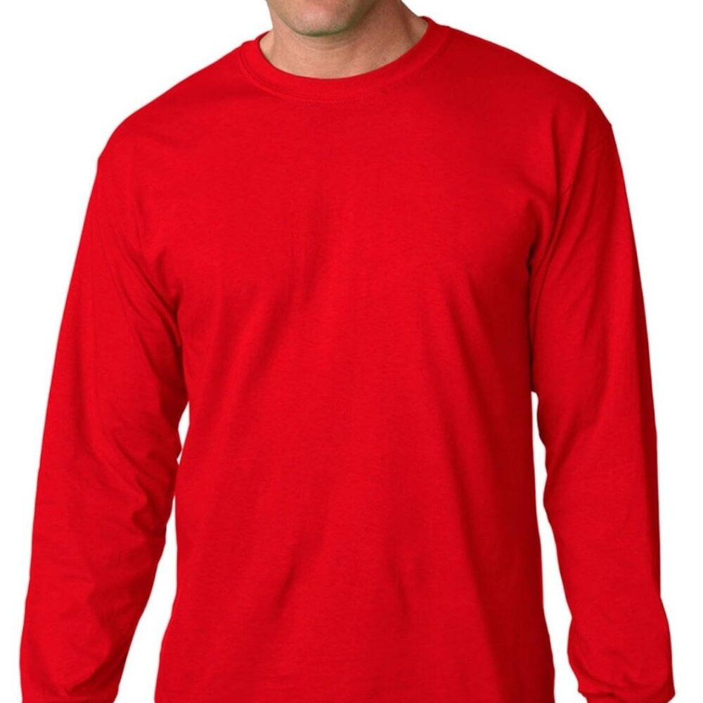 Gildan - 100% Cotton Long Sleeve T-Shirt. 5400 - Red G540 XL